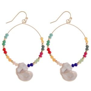 Long baroque pearl circular earrings multicolored